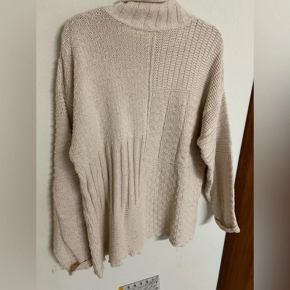 Arizona Jean Company Cream Patchwork Knit Turtleneck Sweater - Picture 6 of 6